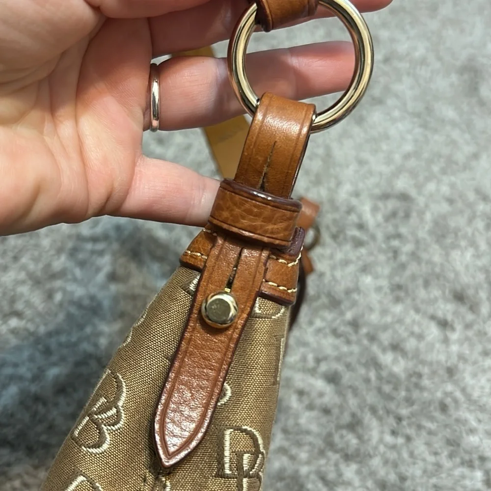 Dooney & Bourke Vintage Hobo Leather Canvas Signature Anniversary Shoulder Bag